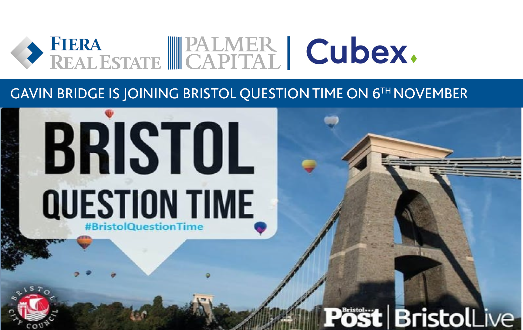 Image for Gavin Bridge is joining Bristol’s Mayor for Bristol Question Time on 6th November