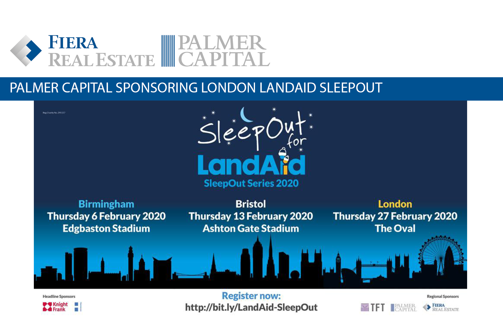 Image for LandAid’s SleepOut Series returns to London in February 2020