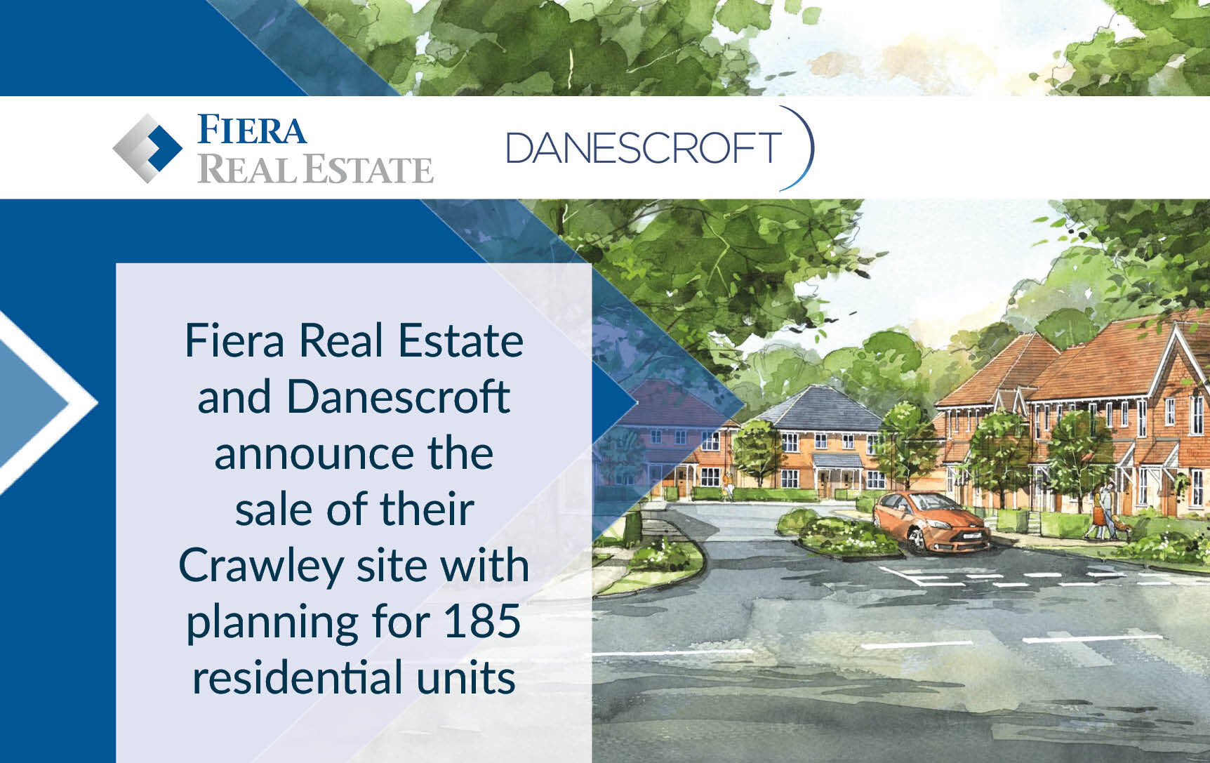 Image for Fiera Real Estate and Danescroft announce the sale of the Residential Land Partnership’s site at Crawley with planning for 185 residential units
