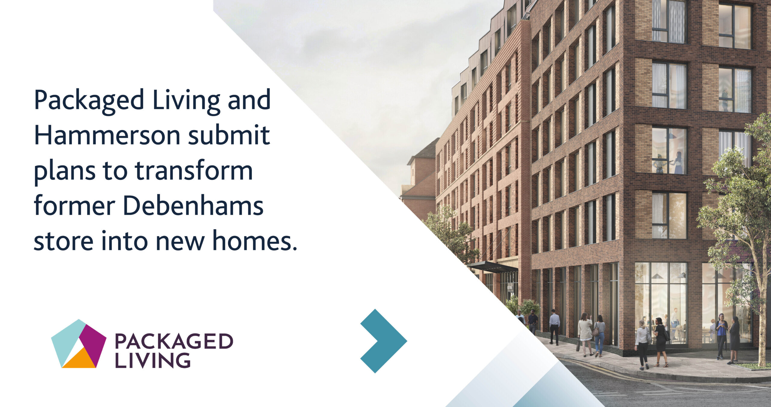 Image for Packaged Living and Hammerson submit plans to transform former Debenhams store into new homes for rent
