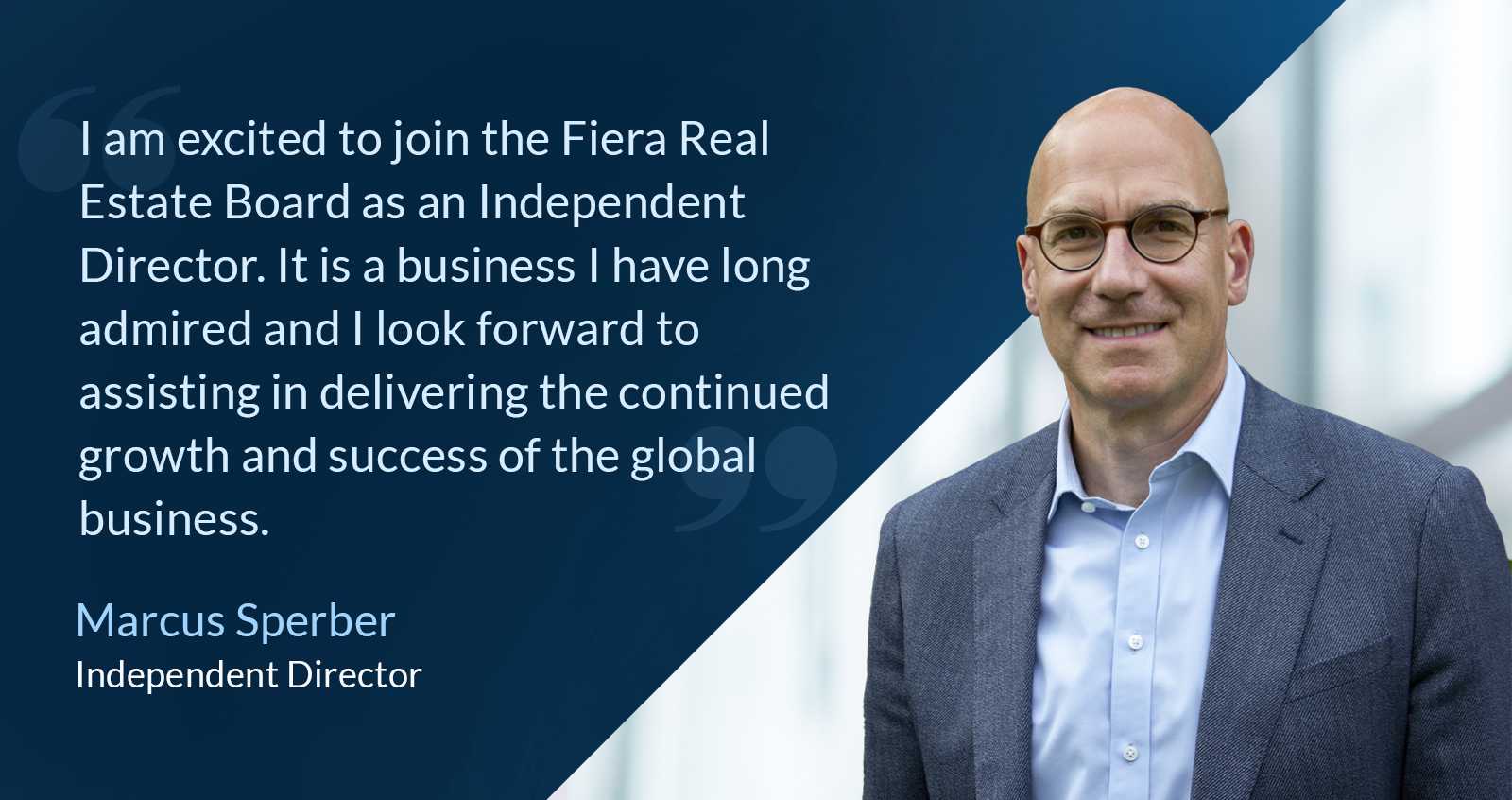Image for Marcus Sperber Appointed to the Board of Fiera Real Estate Investments Limited as Independent Director
