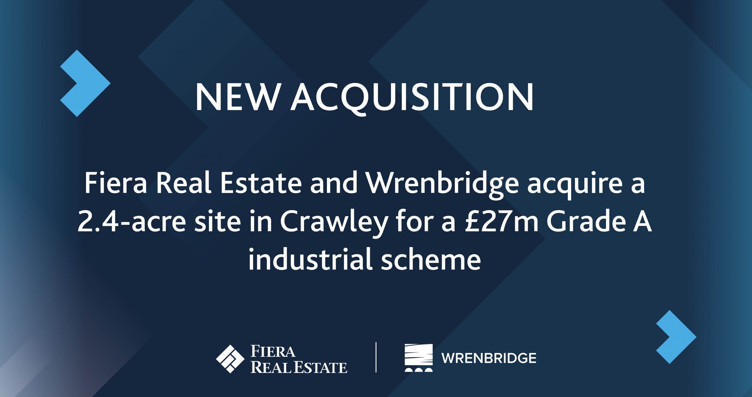 Image for Fiera Real Estate and Wrenbridge acquire a 2.4-acre site in Crawley for a £27m Grade A industrial scheme
